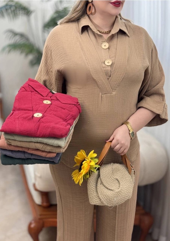 شومیزمانتویی دکمه چوبی