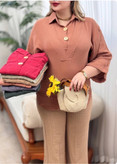 شومیزمانتویی دکمه چوبی